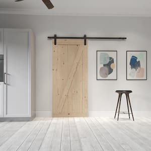 36 in. x 84 in. Canadian Hemlock Unfinished Sliding Barn Door with Hardware Kit