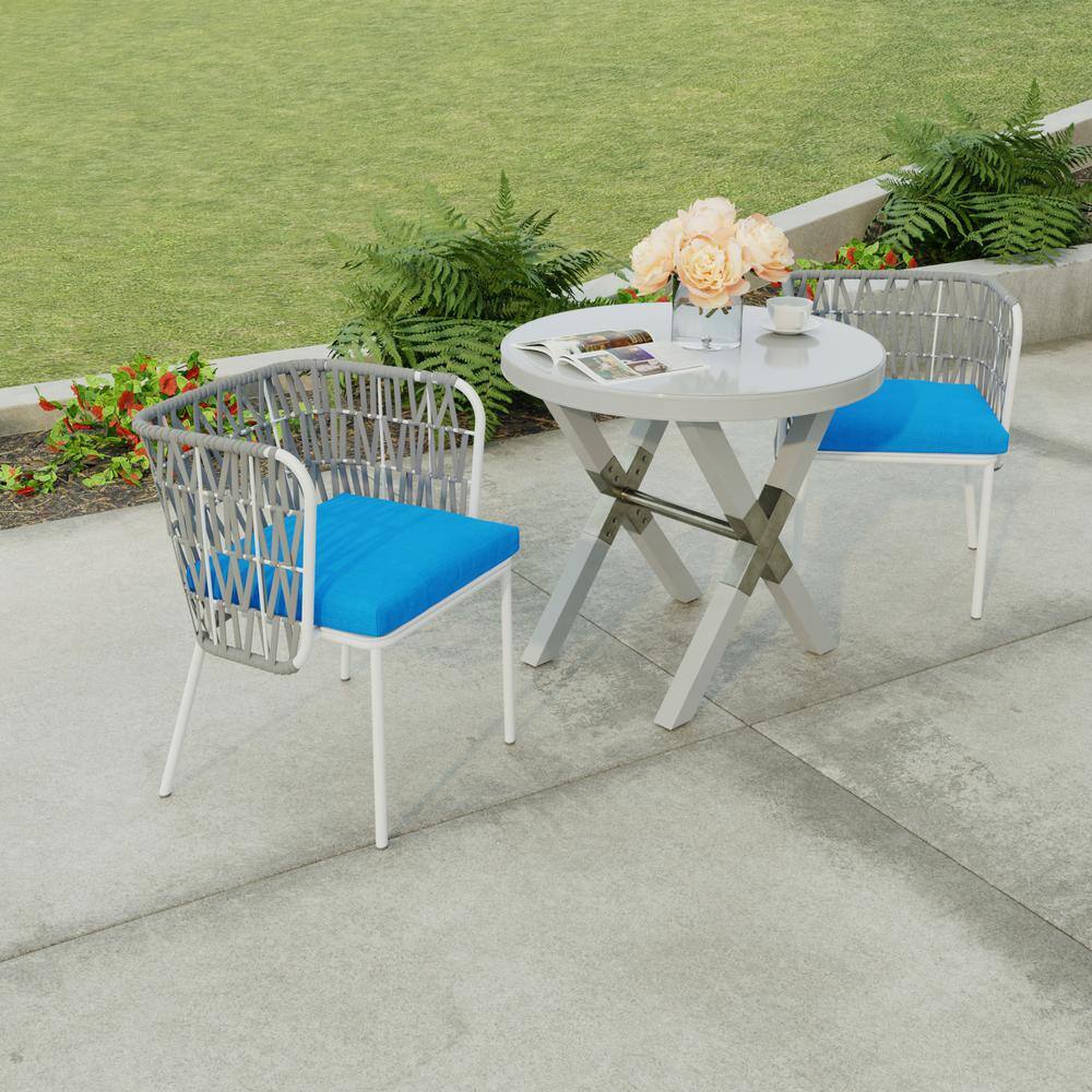 Celosia Princess Blue Rectangular Outdoor Chair Pad Cushion Set