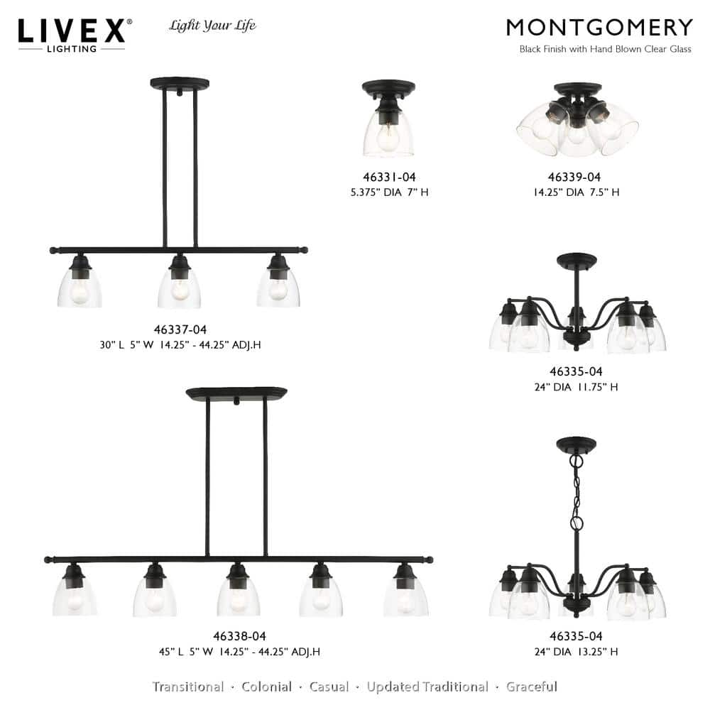Montgomery Black Steel 5-Light Linear Chandelier