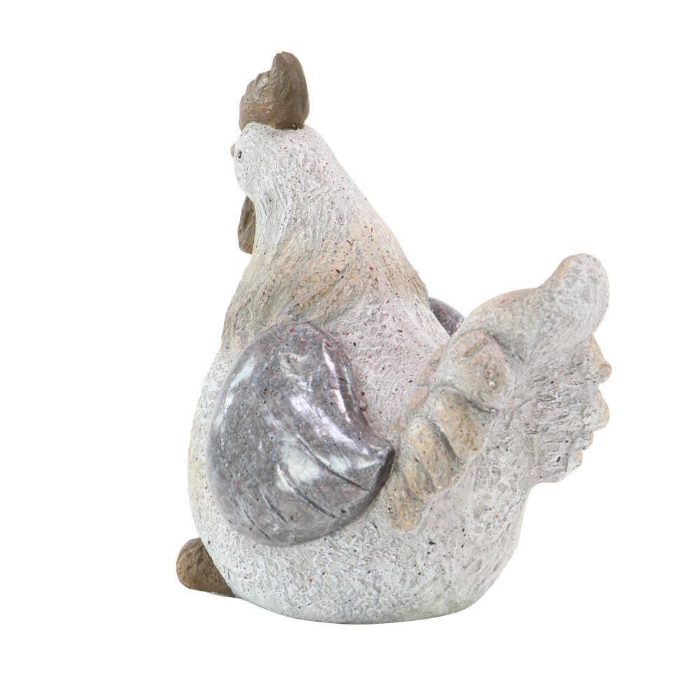 Gray Polystone Country Hen Garden Sculpture
