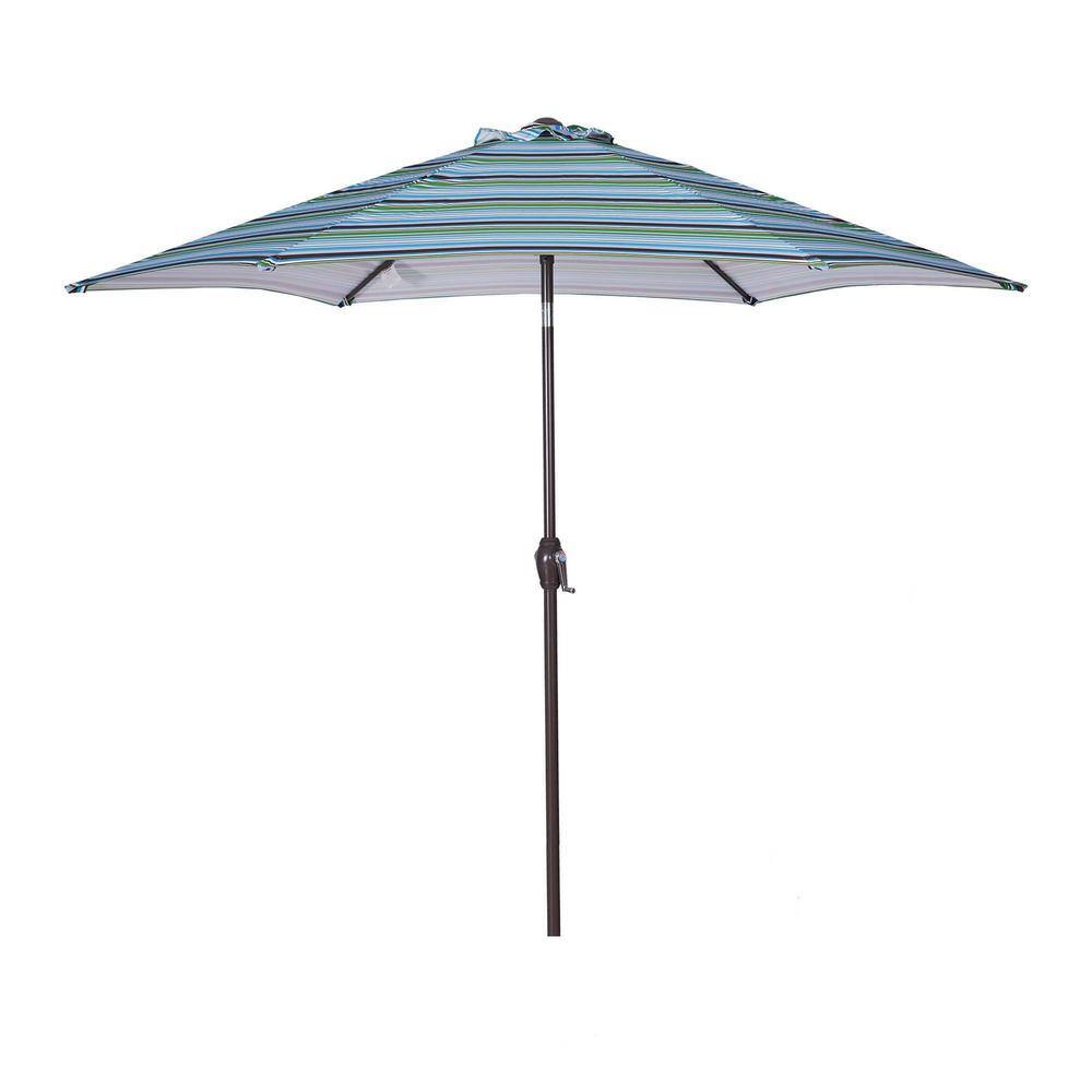8.6 ft. Market Outdoor Patio Table Umbrella with Push Button Tilt and Crank in Light Blue Stripes price history on PriceWatchPro