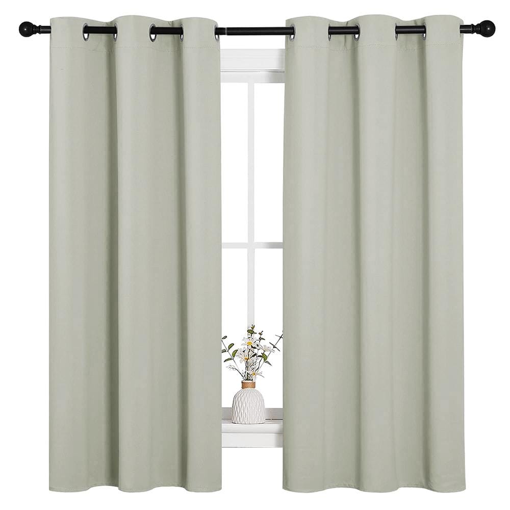 Pitch Bone White Solid 42 in. W x 63 in. L Thermal Insulated Grommet Room Darkening Curtain (Double Panel) price history on PriceWatchPro