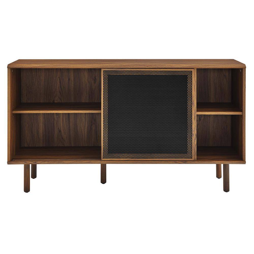 Urban Flair 59" Walnut Sideboard with Sliding Metal Mesh Doors