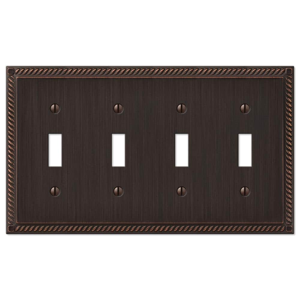 Aged Bronze Quad Toggle Cast Metal Wall Plate
