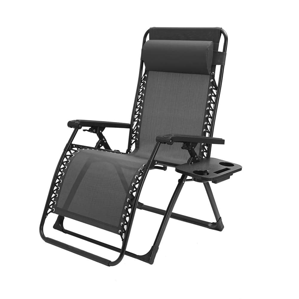 Kahomvis Folding Metal Outdoor Lounge Chair Zero Gravity with Pillow