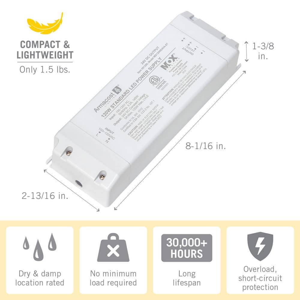 120W White Plastic LED Driver 24V DC Transformer