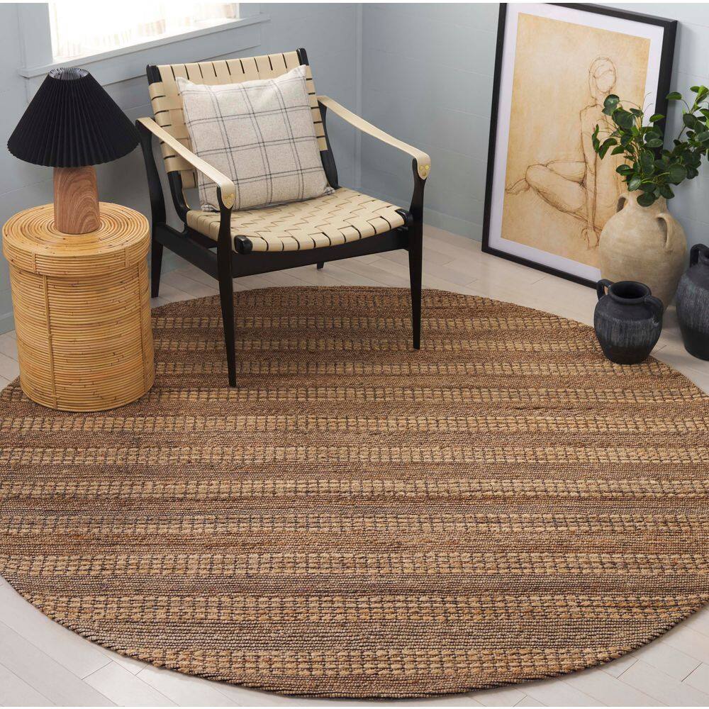 Natural Fiber 7 X 7 Natural/Brown Striped Round Area Rug price history on PriceWatchPro