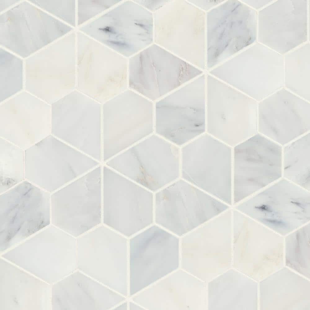 Sample-Monet Floral 4 in. x 5 in. Honed Oriental White Marble Mosaic Tile price history on PriceWatchPro