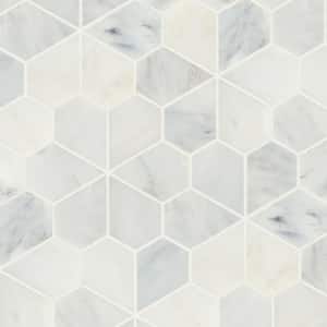 Monet Floral 2 in. x 2 in. Honed Oriental White Marble Mosaic Tile (3.26 sq. ft./Case)