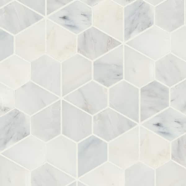 Bedrosians Monet Floral 2 in. x 2 in. Honed Oriental White Marble Mosaic Tile (3.26 sq. ft./Case)