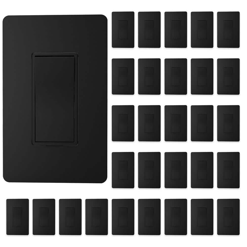 15 Amp Single Pole Decorator Light Switch with Screwless Wall Plate Self-Grounding UL Listed, Matte Black 30-Pack price history on PriceWatchPro