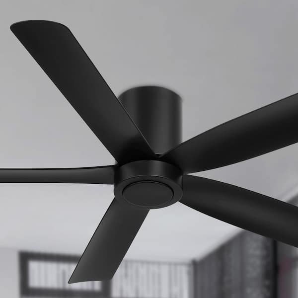 CORMAC 5 Blade 52 in. Indoor/Outdoor Matte Black Low Profile Modern Ceiling Fan with Remote Included