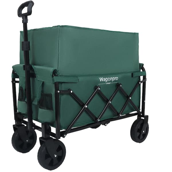 11.8 cu. ft. Green Fabric Garden Cart, Expandable Folding Wagon Supports 225 lbs. for Camping, Shopping, Fishing