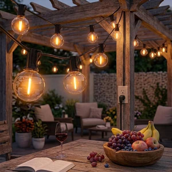 G40 156-Light 300 ft. Indoor/Outdoor Plug-In LED Globe String-Light Shatterproof Waterproof for Porch Bistro Backyard