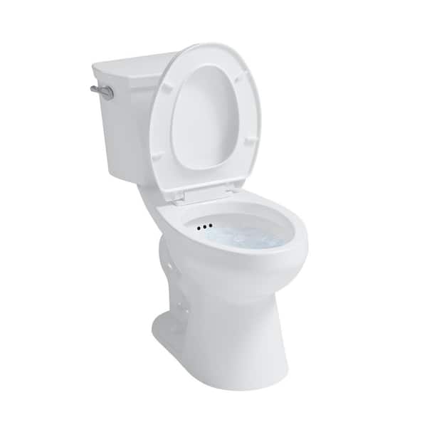 CRAFT + MAIN - Deven Flush Guard 12 in. 2-Piece 1.28 GPF Single Flush Elongated Toilet in White with Overflow Protection, Seat Included