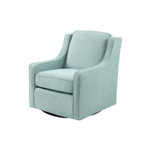 Lois Dusty Aqua Chenille Swivel Armchair