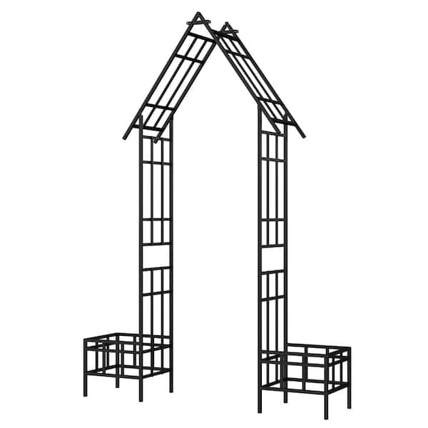 Metal Garden Series 101.97 in. H Arch Trellis with Adjustable Width, Climbing Plants Support Rose Arch, Black