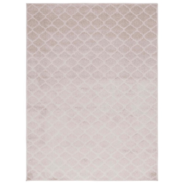 Pattern and Solid Beige 7 ft. x 9 ft. Abstract Trellis Area Rug