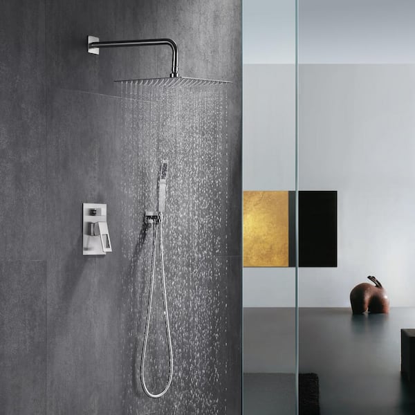Modern 1-Handle 1-Spray Shower Faucet 1.8 GPM with Pressure Balance in Brushed Nickel(Valve Included)