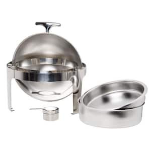 5.4 qt. Round Stainless Steel Roll Top Chafer Chafing Dish Set