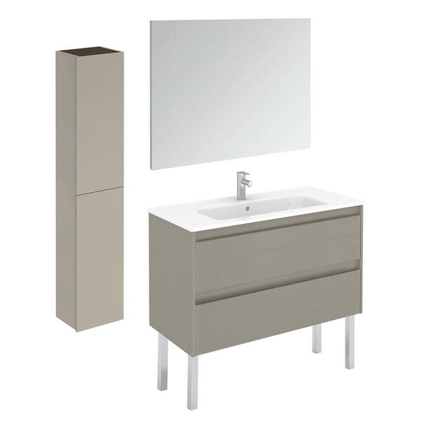 WS Bath Collections Ambra 48-in Nordic Oak Single Sink Bathroom Vanity with Ceramic White Ceramic Top (Mirror Included)