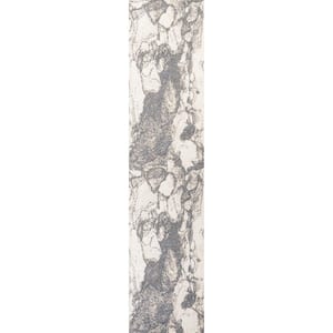 Marmo Abstract Marbled Modern Gray/Cream 2 ft. x 8 ft. Runner Rug