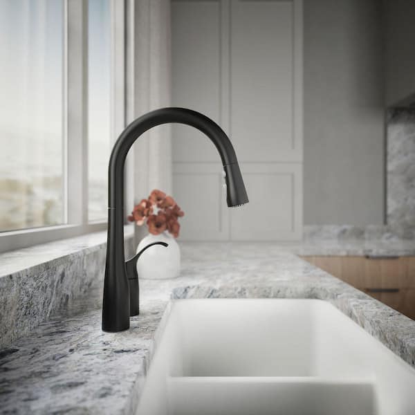 KOHLER Simplice Ausziehbare Küchenarmatur In Chrom – Hoher Bogen, 3-Funktions-Sprühkopf