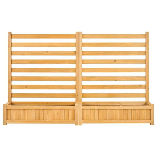 36 in. W x 45 in. H Brown 2-Panel Outdoor Air Conditioner Fence Screen, Outside Wood Privacy Fence