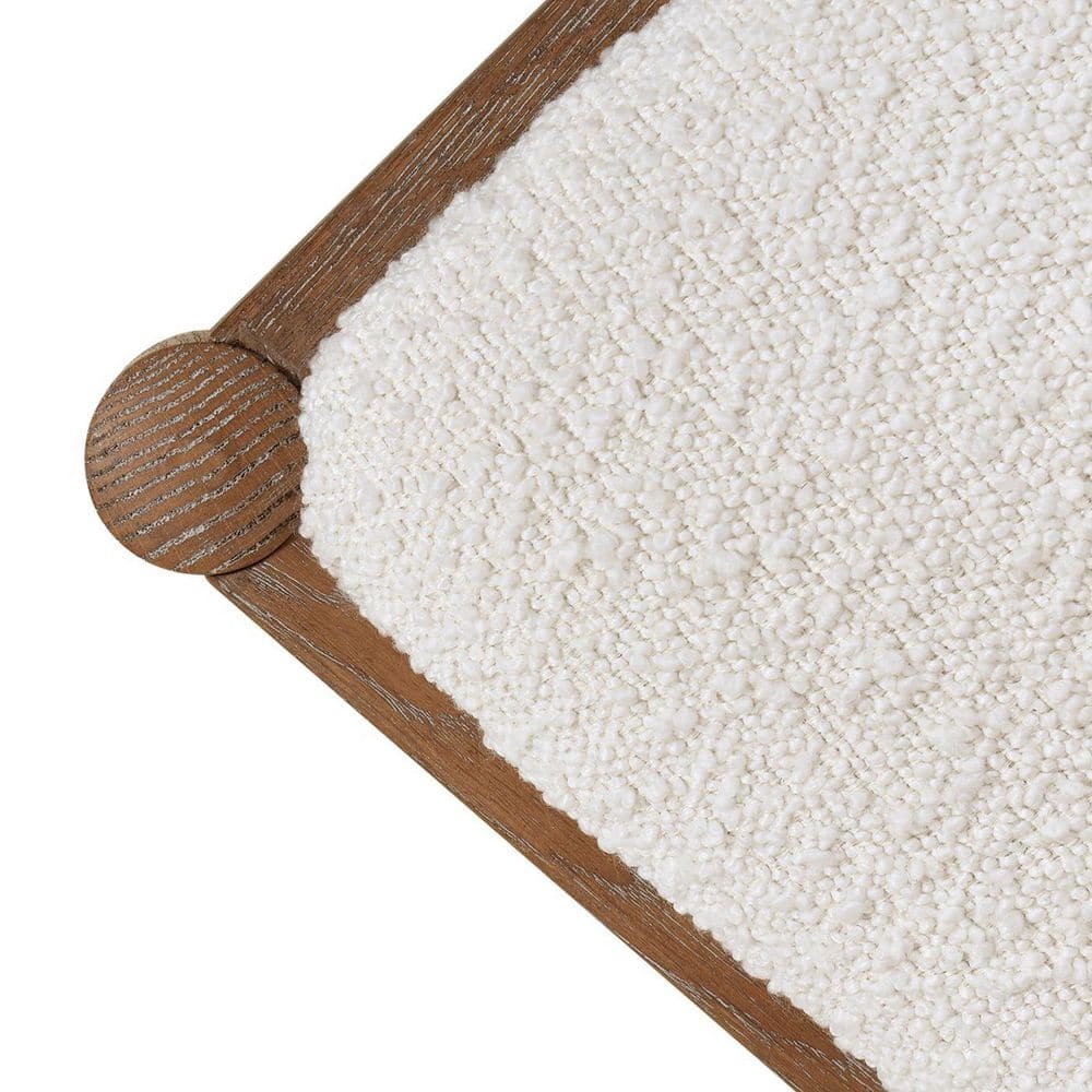 Ivory White Boucle Rattan Cane Side Dining Chair Set of 2