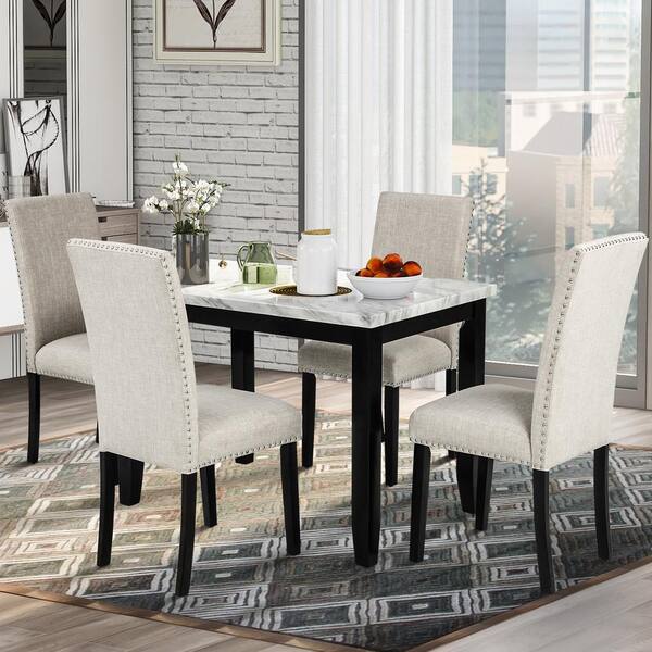 rectangle marble dining table set