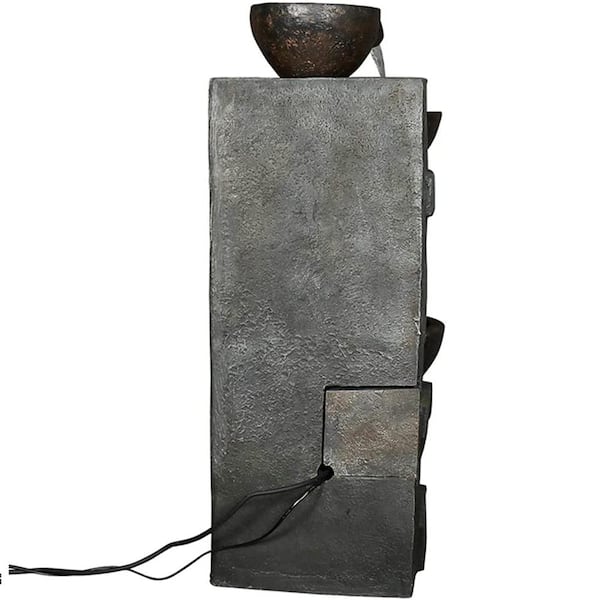 TIRAMISUBEST 32.4 in. H Outdoor Garden Rustic Floor Water Fountain With Light LED