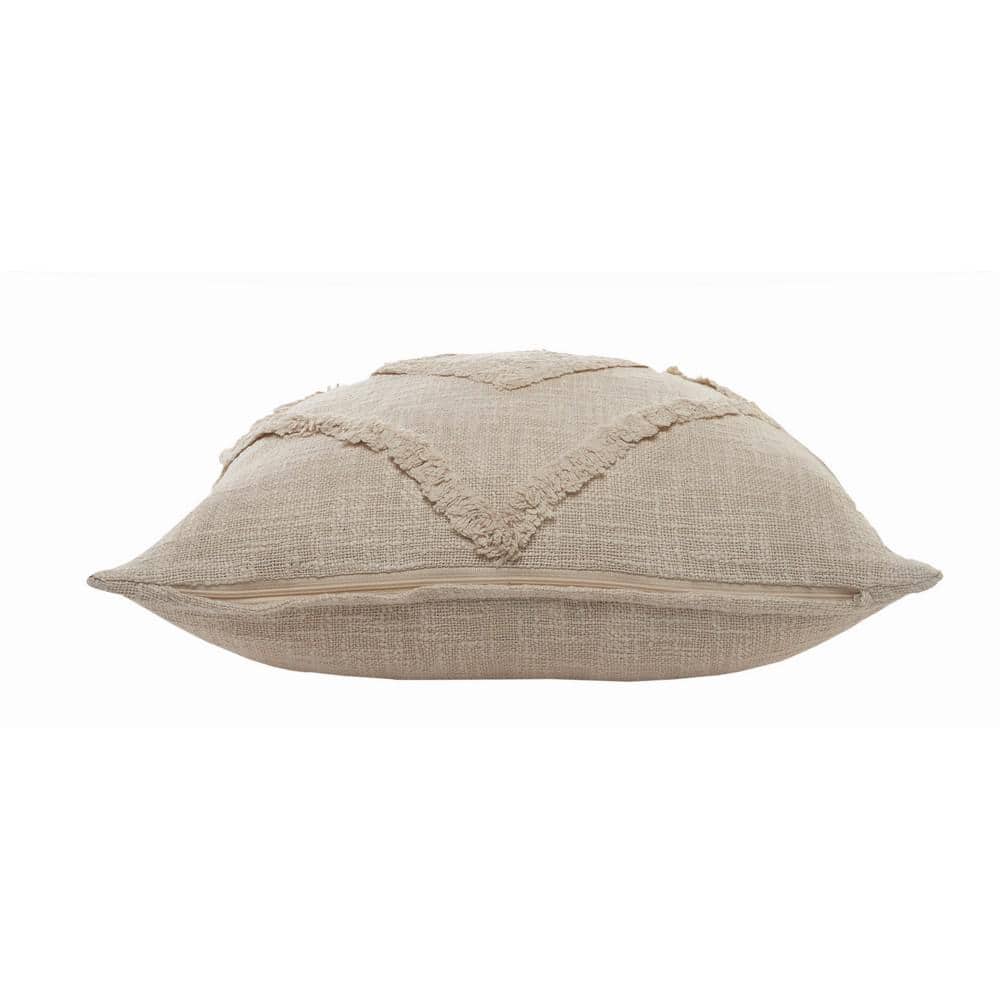Birch Beige Cotton Double Diamond 20" Square Throw Pillow