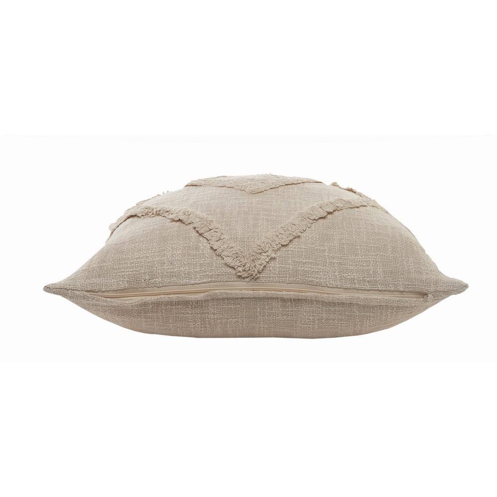Birch Beige Cotton Double Diamond 20" Square Throw Pillow