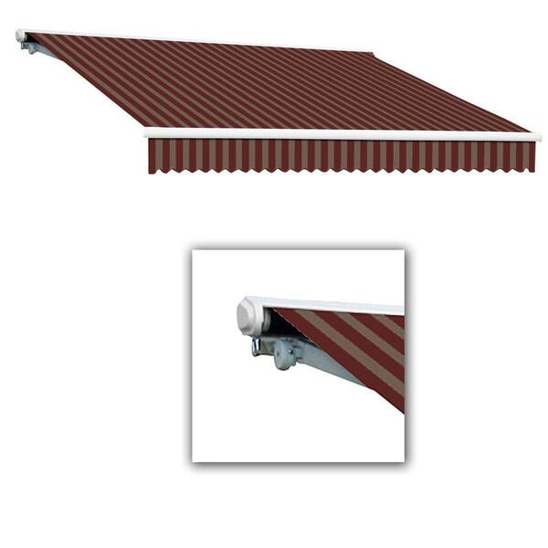 AWNTECH 8 ft. Galveston Semi-Cassette Left Motor with Remote Retractable Awning (84 in. Projection) in Burgundy/Tan