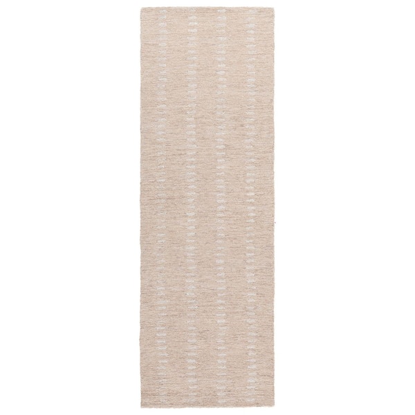 Abstract 2 ft. x 7 ft. Beige/Ivory Striped Stone Runner Rug
