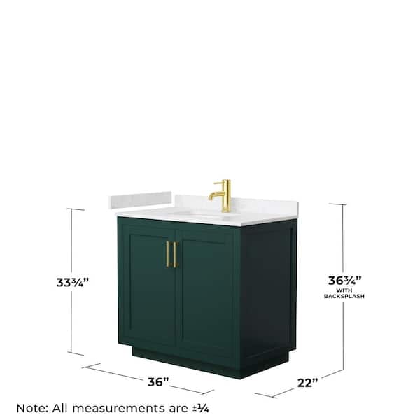 Miranda 36 in. W x 22 in. D x 33.75 in. H Single Bath Vanity in Green with Carrara Cultured Marble Top