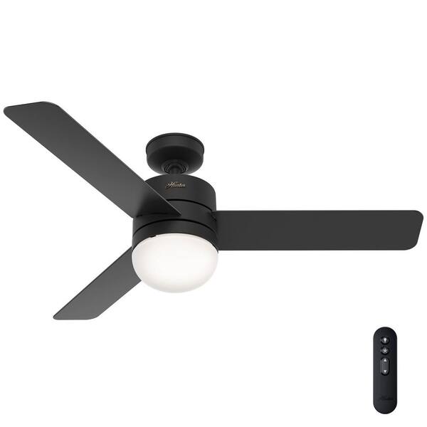 Hunter Neutron 54 in. Indoor Matte Black Smart Ceiling Fan with Light Kit and Remote