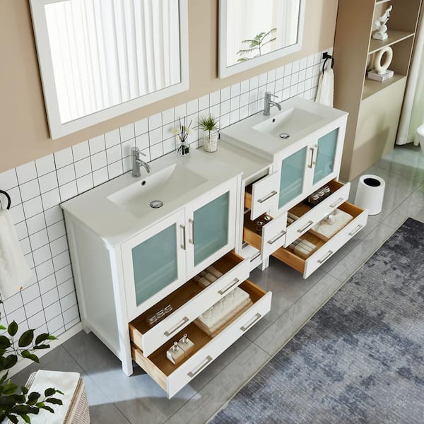 Vanity Art Brescia 84 in. W x 18 in. D x 36 in. H Bathroom Vanity