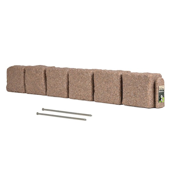 47.5 in. x 6.5 in. x 4 in. Cobble Stone (Section) Faux Stone Plastic Garden Edging (1-Pack)