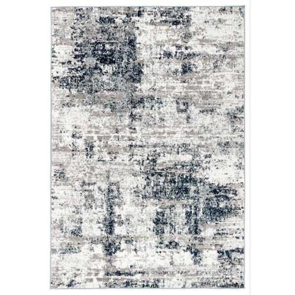 World Rug Gallery Distressed Modern Abstract Blue 5 ft. x 7 ft. Area Rug