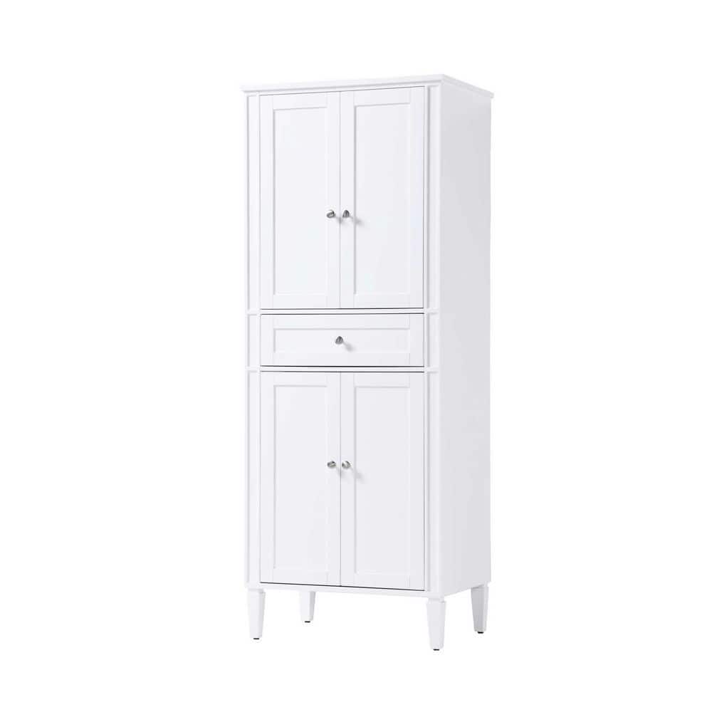28 in. W x 20 in. D x 72 in. H White Freestanding Linen Cabinet
