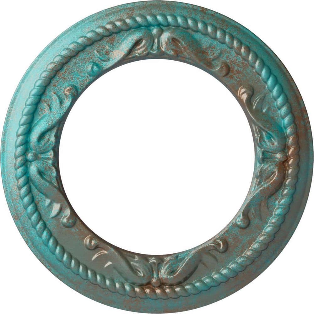 7/8 in. x 12-1/4 in. x 12-1/4 in. Polyurethane Roped Medway Ceiling Medallion, Hand-Painted Copper Green Patina price history on PriceWatchPro