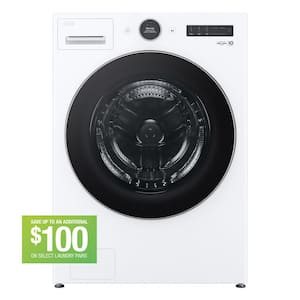 4.5 cu. ft. Stackable Smart Front Load Washer in White with AI Digital Dial, Steam and TurboWash360