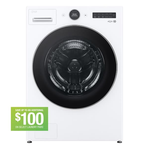 LG 4.5 cu. ft. Stackable Smart Front Load Washer in White with AI Digital Dial, Steam and TurboWash360