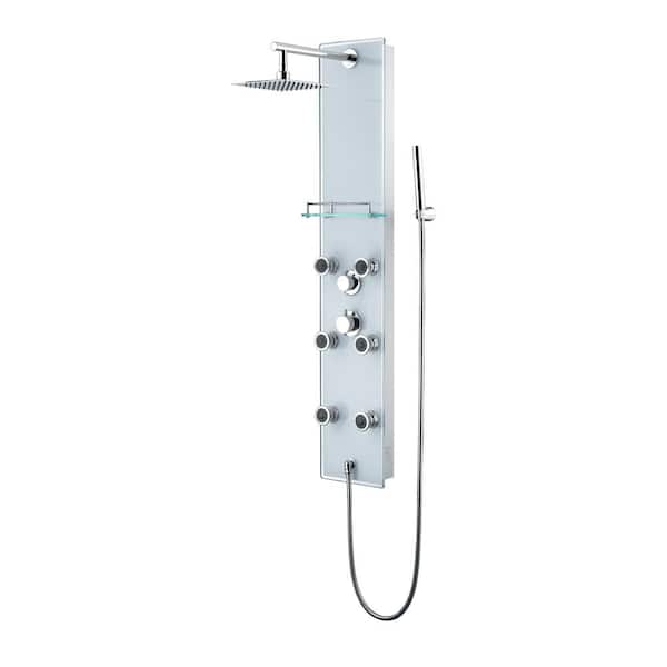 LUXIER 51 in. 6- -Jet Full Body Shower System Panel with Adjustable Rainfall Shower Head and Hand Shower in White