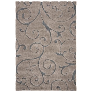 Florida Shag Gray/Light Blue 4 ft. x 6 ft. Floral Area Rug