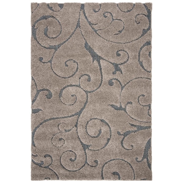 SAFAVIEH Florida Shag Gray/Light Blue 6 ft. x 9 ft. Floral Area Rug