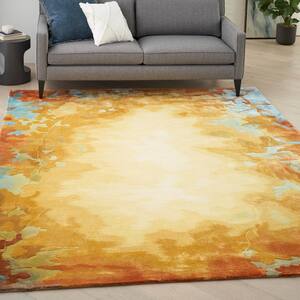 Prismatic Gold/Multicolor 6 ft. x 8 ft. Abstract Contemporary Area Rug