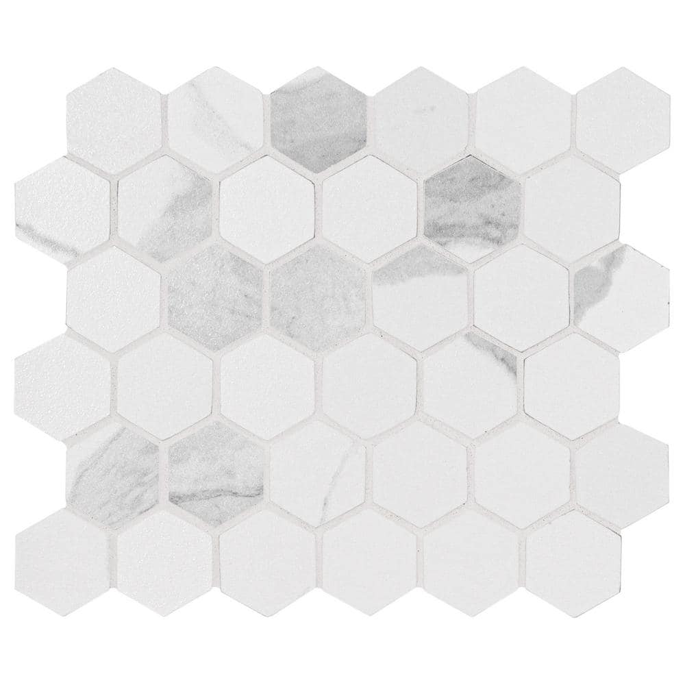Take Home Tile Sample-Ader Statuary 2 in. Hexagon 4 in. x 4 in. Matte Porcelain Mesh-Mounted Mosaic Tile price history on PriceWatchPro