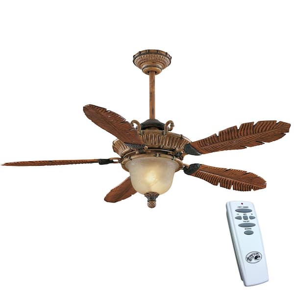 Hampton Bay Tropics 54 in. Indoor Weathered Cane Ceiling Fan with Light Kit and Remote Control